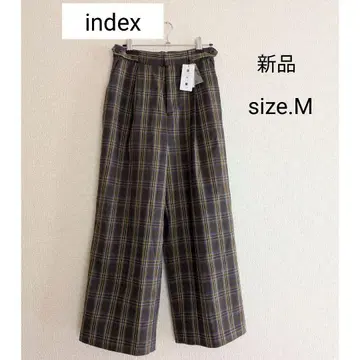 택 포함 새상품 index 글렌체크 와이드 팬츠 브라운 계열 가을/겨울