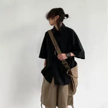 블랙 코튼 숄더백