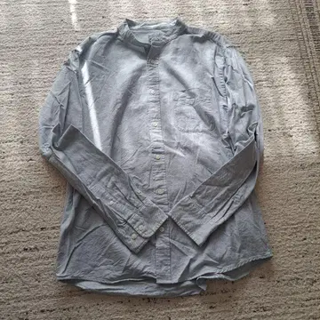 무인양품 MUJI 구제 의류 셔츠 면 100% 밴드 카라 셔츠 파랑 긴팔