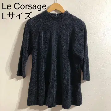 Le Corsage L 사이즈 5부 소매 니트 스웨터 블랙
