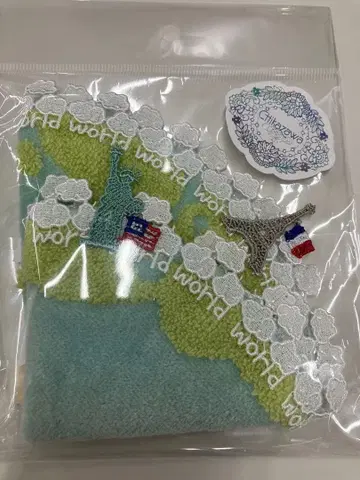 치카자와 레이스 타월 손수건 세계 여행 ( 블루 ) 미사용 새상품