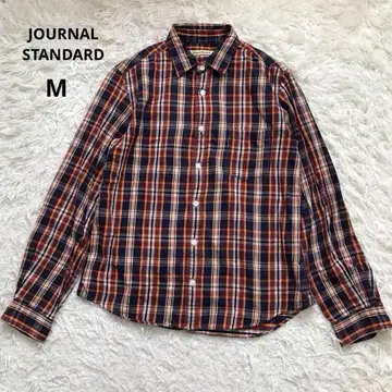 저널 스탠다드 버튼 셔츠 남성용 M 사이즈 체크 무늬