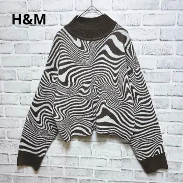 [ H&M ] 에이치앤엠 니트 스웨터 제브라 모크넥 따뜻한