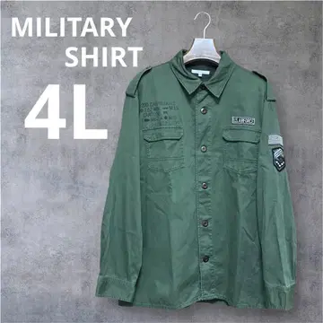 남성용 카라 부착 밀리터리 긴팔 셔츠 어깨 견장 자수 빅 사이즈 4L