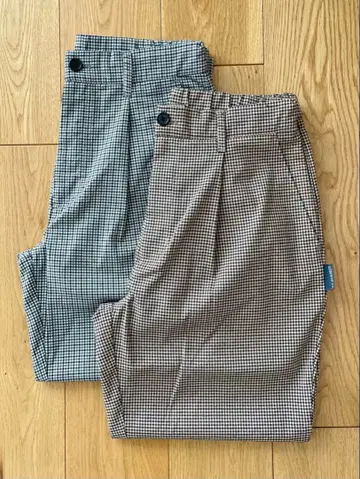 [ 2세트 ] U.S.BOARDER 체크 무늬 플리츠 슬랙스