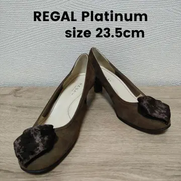 REGAL Platinum 펌프스 23.5 스웨이드 리본 미사용
