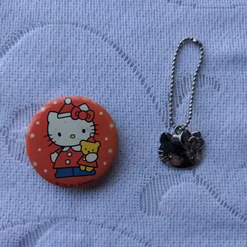 레트로 헬로키티 캔뱃지 메탈 키체인
