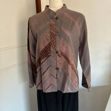 태국#손염색 마오 칼라 블라우스/M 사이즈