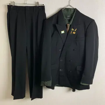 묶음 판매 블랙 더블 셋업 페이크 스웨이드 그린 페이즐리 무늬 성인식