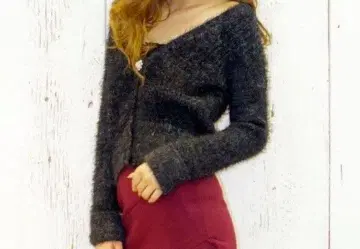 새상품 블랙 다크 그레이 V넥 가디건