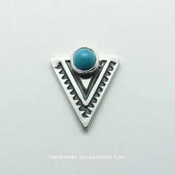 한쪽용 터콰이즈 터키석 네이티브 스탬프 귀걸이 실버925