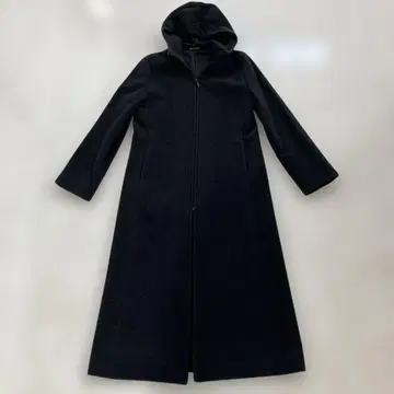 COMME CA DU MODE 후드 부착 울 롱 코트 다크 그레이