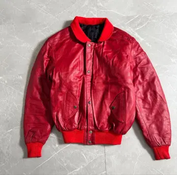 프랑스제 가죽 자켓 플라이트 자켓 숏 기장 레드
