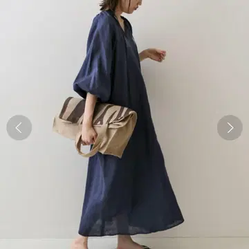 SLOBEIENA 볼륨 린넨 슬리브 원피스