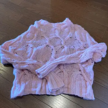 MACPHEE 핑크 케이블 니트 스웨터 긴팔