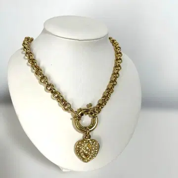 [ F ] 골드 컬러 하트형 목걸이 빈티지 앤티크