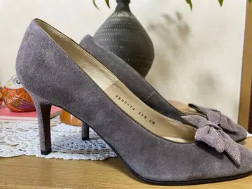 리본 포함 하이힐 그레이 와인 레드