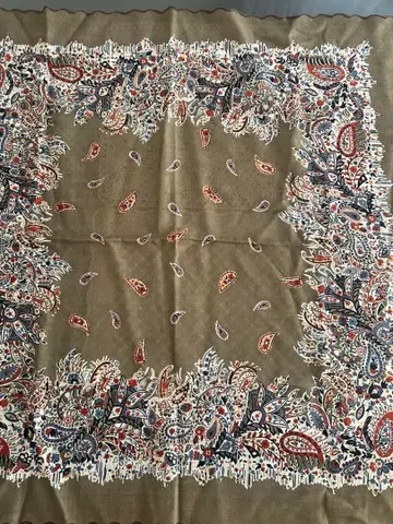 페이즐리 무늬 스카프 모 100% 브라운 계열 일본제