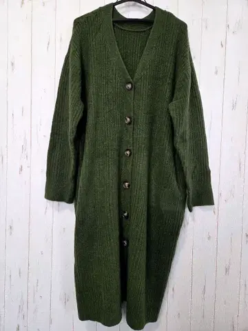 새상품급 LOWRYSFARM 7G 롱 가디건 원피스 카키