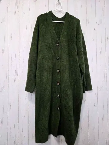 새상품급 LOWRYSFARM 7G 롱 가디건 원피스 카키