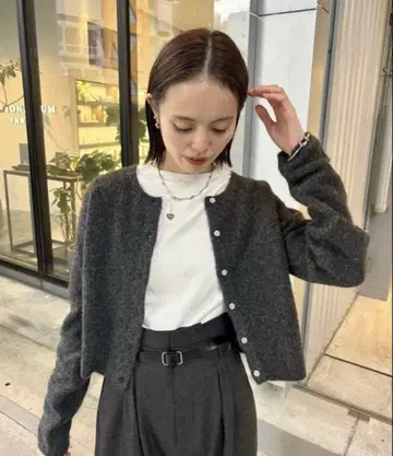 mystic PARIS 자수 가디건 그레이