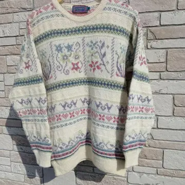 빈티지 영국 스코틀랜드제 팬시 니트 스웨터 울 100%