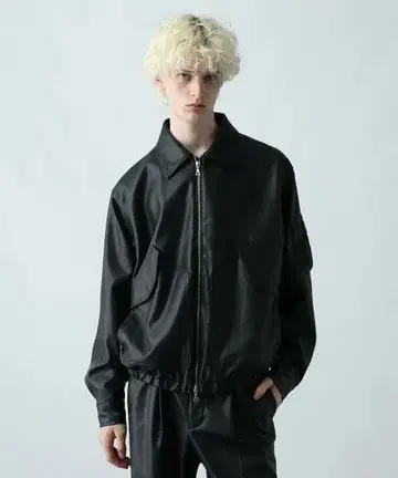 HARE LUXE 가죽 블루종 블랙 S