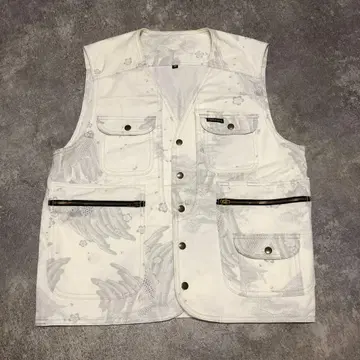 도라이치 베스트 일본풍 패턴 잉어 벚꽃 작업옷 올 패턴 6613 M