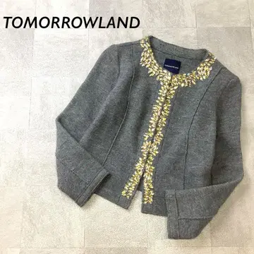 새상품급 TOMORROWLAND 비쥬 장식 노카라 울 자켓