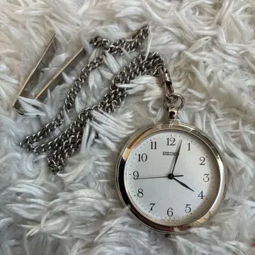 [ 새상품급 ] SEIKO 회중시계 스테인리스 스틸 시계 체인 아날로그