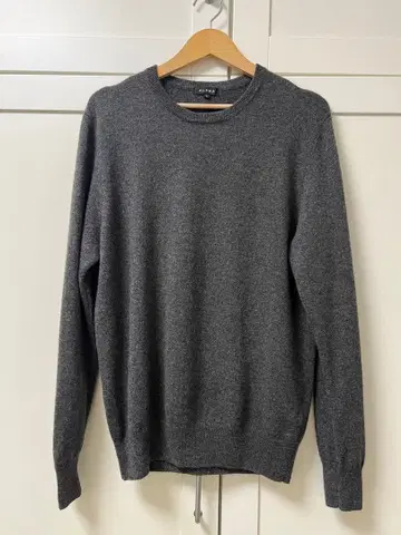 알파 캐시미어 100% 크루넥 니트 스웨터 그레이 L