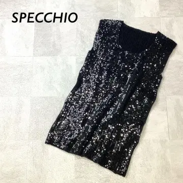 새상품급 SPECCHIO 플리츠 스팽글 탱크탑 블랙