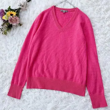 유니클로 캐시미어 100 V넥 긴팔 니트 스웨터 성숙/러블리 핑크 S