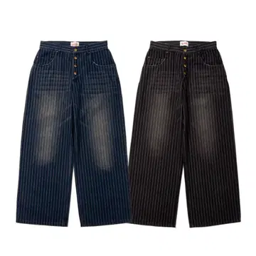 BADWAY Grunge stripe denim 블랙 L