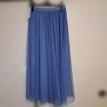 블루 튤 플레어 롱 스커트