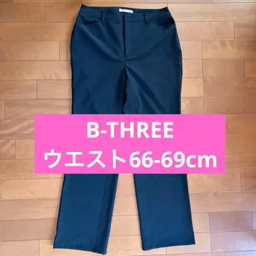 B-THREE/B 블랙 스트레이트 팬츠