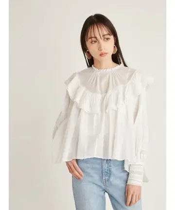 [새상품] [SNIDEL] 긴팔 블라우스 레이디 프릴 포함 2way