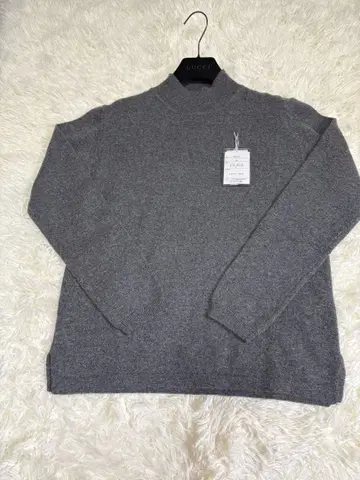 미사용 하자품 고급 캐시미어 100% 그레이 크루넥 스웨터 사이즈 L