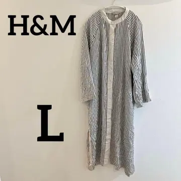 H&M [ L ] 스트라이프 셔츠 원피스 오버 사이즈 롱 원피스 화이트