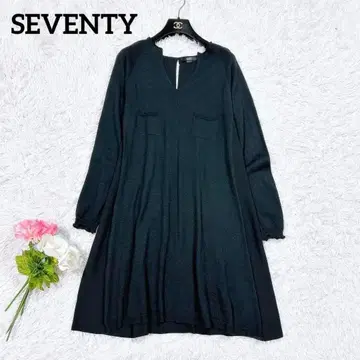 [ 새상품급 ] SEVENTY 세븐티 긴팔 V넥 원피스 니트 절개