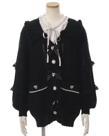 LIZ LISA 카라 부착 롱 가디건 블랙