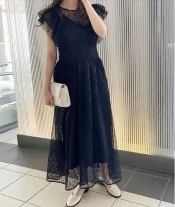 결혼식 파티 드레스 전체 레이스 슬리브리스 원피스 블랙 Heather