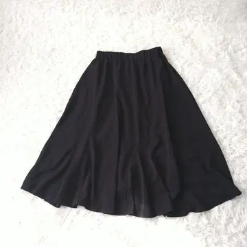 턱 플레어 스커트 S 허리밴딩 심플 블랙