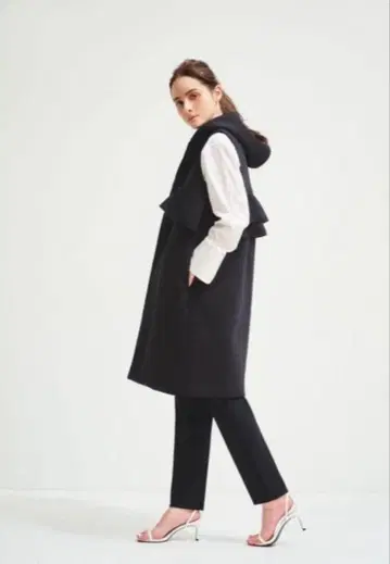 yori 백 티어드 프릴 폰딩 롱베스트 베스트