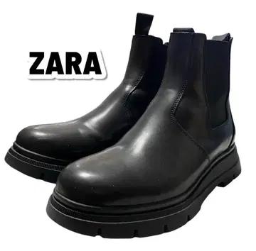 [ ZARA ] 사이드 고아 청키 트랙 밑창 부츠 43 BLACK 남성용