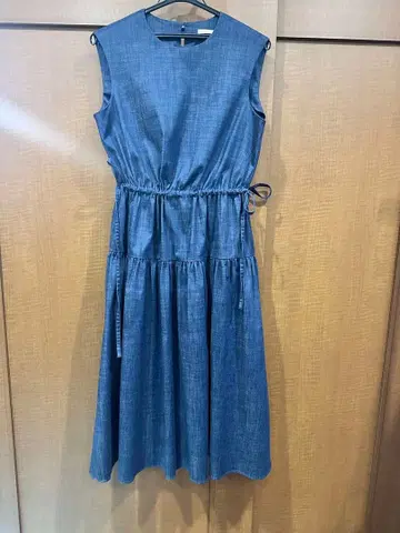 데님 슬리브리스 롱 원피스