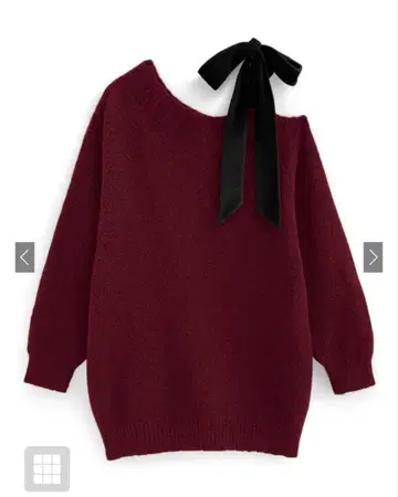 GRL 원 숄더 벨로아 리본 니트 미니 원피스[dr796] 보르도