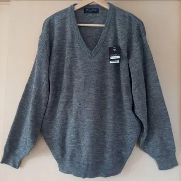 그레이 V넥 니트 스웨터 택 포함 새상품 남녀 공용 L 사이즈