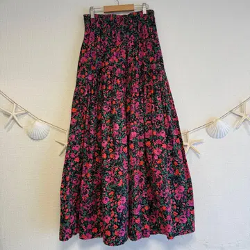 새상품급 COCA 플라워 프린트 플레어 롱 스커트