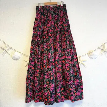 새상품급 COCA 플라워 프린트 플레어 롱 스커트